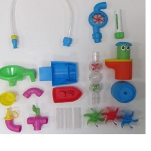 Hardware Pack: Spray Assy (I)Pop up Base (J) Pop up Assy (K) Spinners (L) Sprinkler Stick (M1) Spinometer (M2) Center Bubble Tube (N) Elbow (O) T-Valve (P) Elbow with Spout (Q) Dump Bucket Assy (T) Boat (U) Funnel (W) 4in Clear Tubes (R)